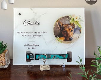 Custom Pet Memorial Display - Personalized Dog Collar Stand, Remembrance Photo Frame, Loss Keepsake, Christmas Gift Ideas |Cat Memorial Gift