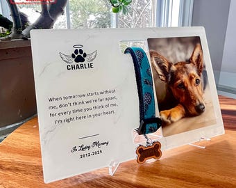 Personalized Pet Memorial Gift, Dog Collar Holder Frame, Custom Pet Loss Gift, Remembrance Plaque for Dog or Cat