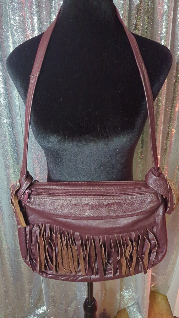 Vintage Genuine Leather Fringe Purse from Mexico