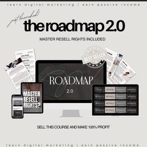 Puede incluir: Un curso de marketing digital llamado "The Roadmap 2.0" con derechos de reventa master incluidos. El curso es un best seller e incluye 12 módulos. El curso está diseñado para ayudar a las personas a aprender marketing digital y obtener ingresos pasivos.