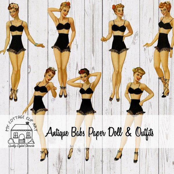 RARE Pert and Pretty Pin Up PNG Paper Dolls Clothing Vintage 40's Instant Download Fussy Cut Scrapbooking Ephemera