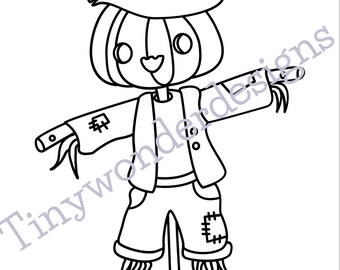 Halloween coloring page for children | Scarecrow doodle book | Halloween coloring pages to print & for tablet | Elementary school coloring book