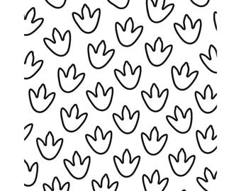 Repeating Foot Pattern Coloring Page PDF | Dinosaur Coloring Page for Kids | Autism-Friendly | Instant Download A4 | Print & Color