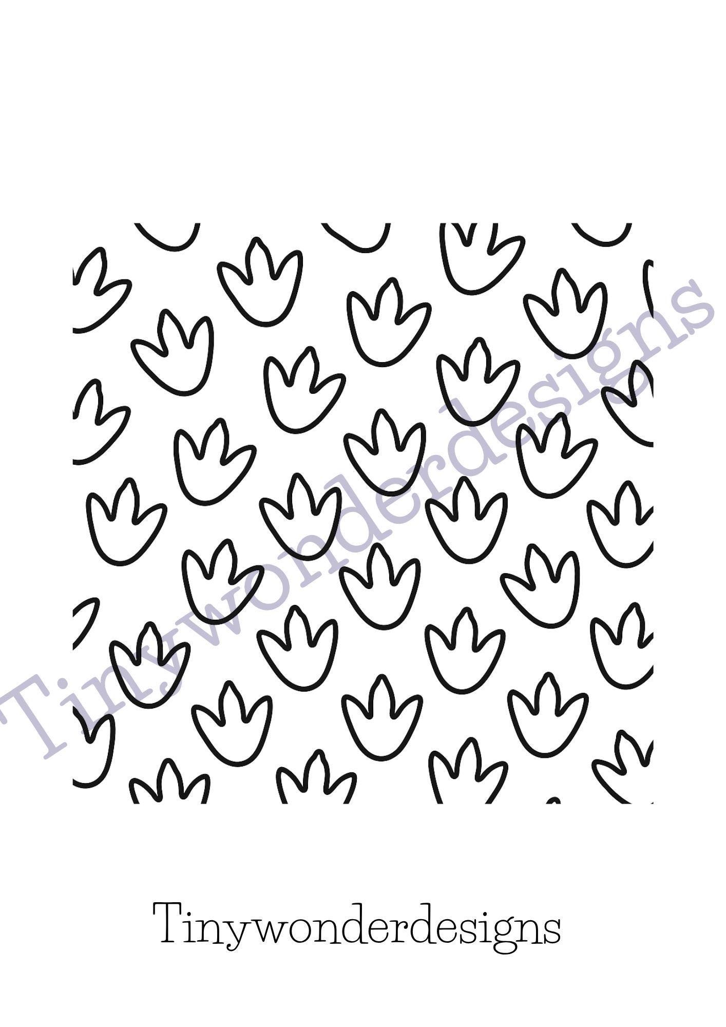 Repeating Foot Pattern Coloring Page PDF | Dinosaur Coloring Page for ...