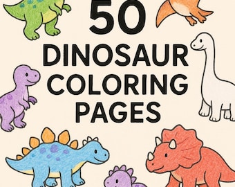 50 Autism-Friendly Dinosaur Coloring Pages for Kids – Instant PDF Download | Calm Dino Coloring Pages | Printable DIN A4 Coloring Pages