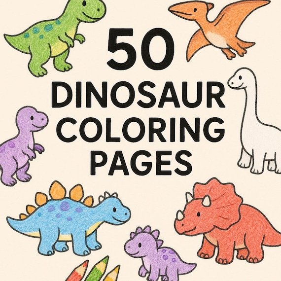 50 Autismusfreundliche Dinosaurier Ausmalbilder für Kinder – Sofort Download PDF | Ruhige Dino Malvorlagen | Druckbare DIN A4 Coloring Pages