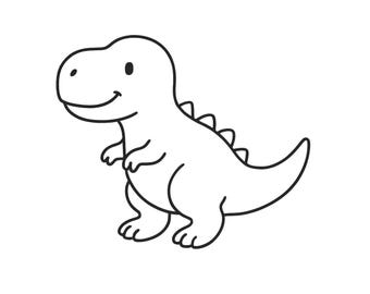 T-Rex side view coloring page PDF | Dinosaur coloring page for kids | Autism-friendly | Instant download A4 | Print & color