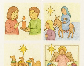 50 autismvänliga julmålarbilder | Advent och kristna motiv | Direkt PDF-nedladdning | Lugnande målarbilder | Jul