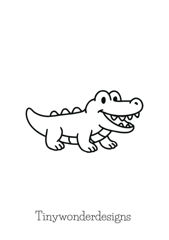 Krokodil Ausmalbild PDF | Zoo Malvorlage für Kinder | Autismusfreundlich | Sofort-Download A4 | Ausdrucken & Ausmalen
