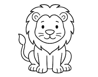 Lion Coloring Page PDF | Zoo Coloring Page for Kids | Autism-Friendly | Instant Download A4 | Print & Color