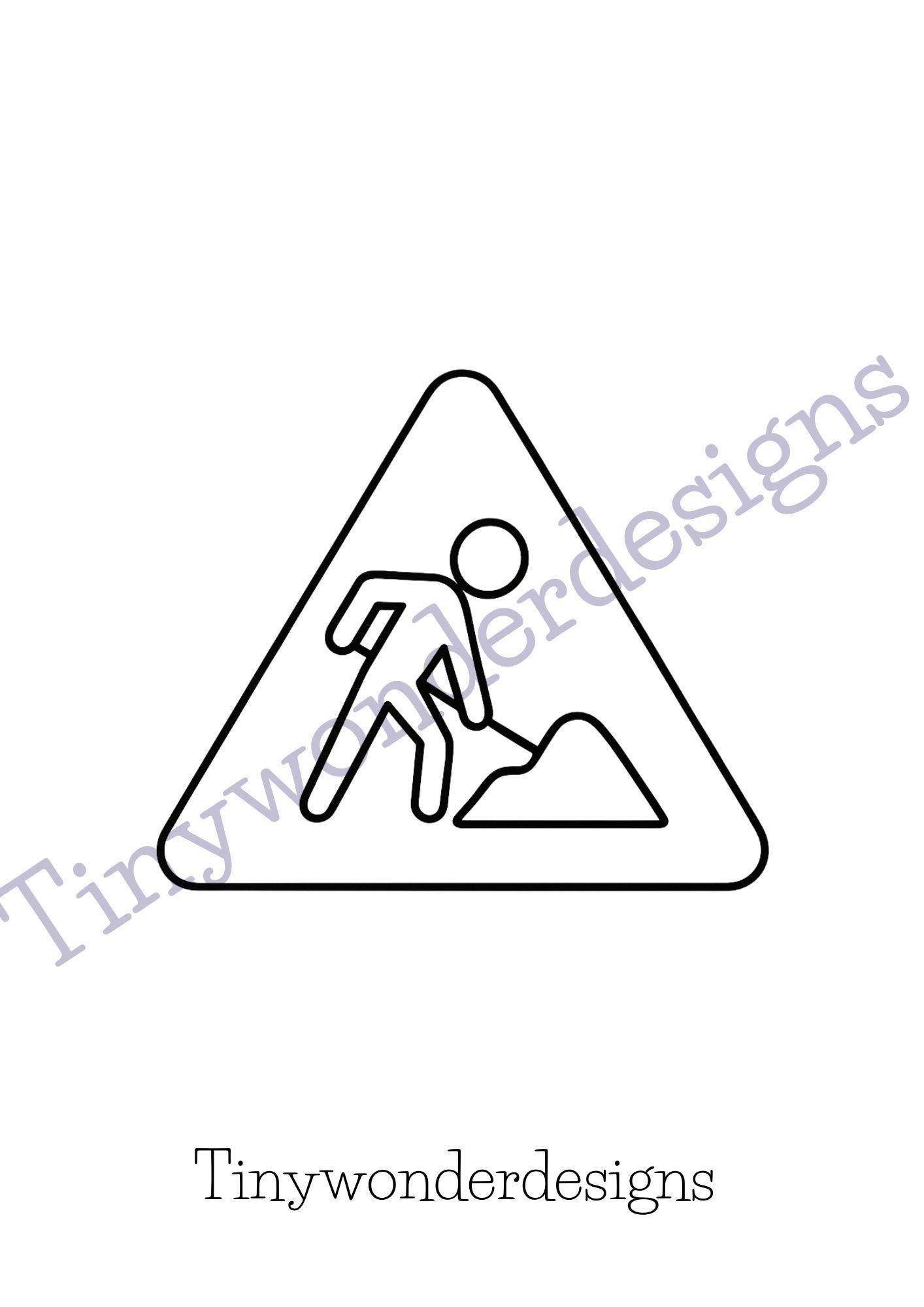 Coloring Page Warning Sign for Children – Construction Site Coloring ...