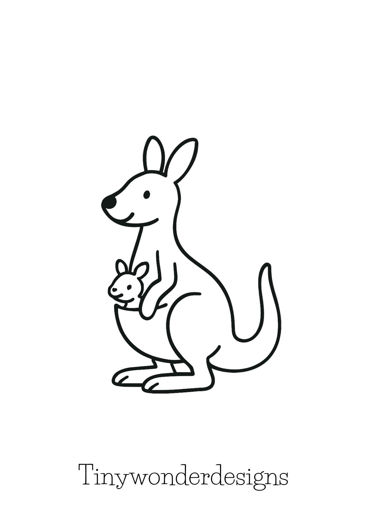 Canguro para colorear - Etsy México, image size:1414x2000