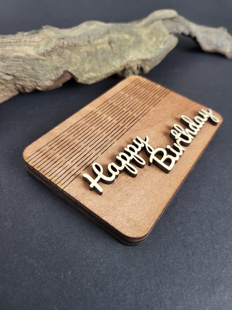 Coffret cadeau en bois pour cartes-cadeaux – Exauce les vœux ou Joyeux anniversaire | Coffret cadeau en bois avec lettrage 3D image 7