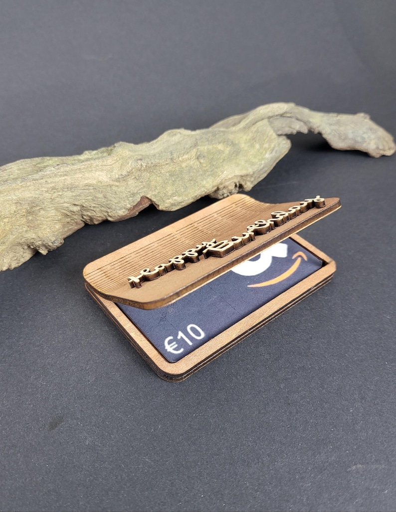 Coffret cadeau en bois pour cartes-cadeaux – Exauce les vœux ou Joyeux anniversaire | Coffret cadeau en bois avec lettrage 3D image 6