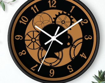 Mechanical Clock Silhouette Wall Clock - Modern Home Decor, Unique Timepiece, Office Wall Art, Industrial Decor, Minimalist Clock