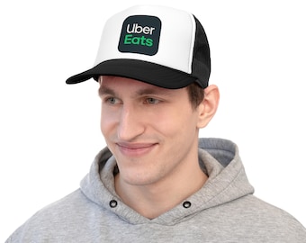 Uber Eats Trucker Caps - Food Delivery Hat, Adjustable Snapback, Restaurant Worker Gift, Takeout Delivery Uniform, Foodie Merch