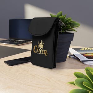 Portafoglio piccolo per cellulare Queen, borsetta tascabile con motivo a corona, regalo per lei, porta carte da donna, mini borsa a tracolla carina per ragazze adolescenti