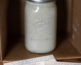 Housewarming gift. Freah Sourdough Starter and Mason jar- with Directions-Ready to Use! Organic.