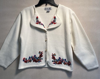 Suéter cárdigan vintage Crystal Kobe M bordado floral