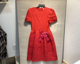 Vestido vintage de Steven Stolman para mujer, con forro rojo y cuatro lazos, para fiesta de Navidad.
