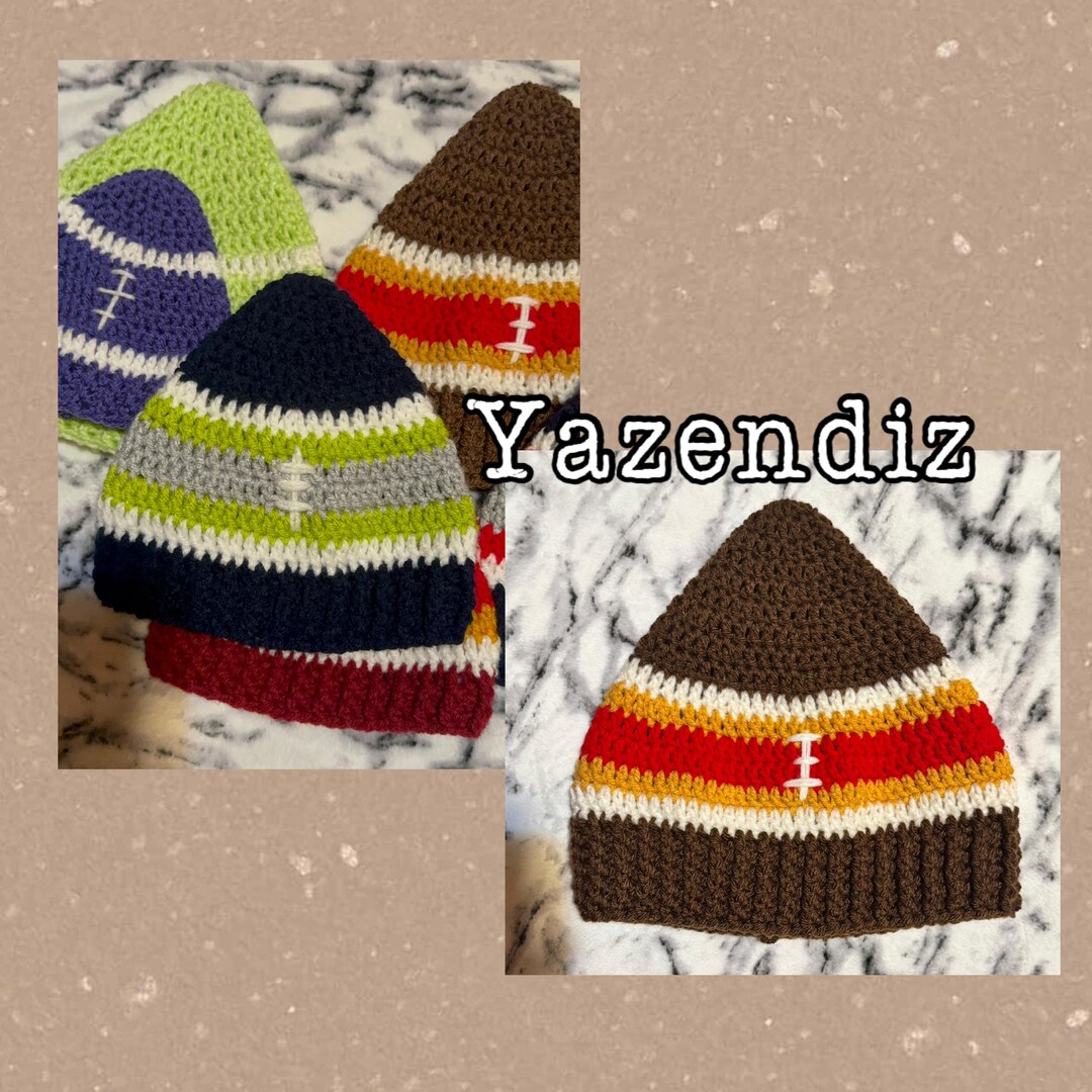 Crochet Football Hat/baby to Adult Sizes-pdf Pattern-football Beanie - Etsy