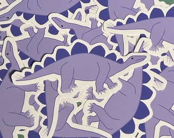 Purple Stegosaurus dinosaur sticker