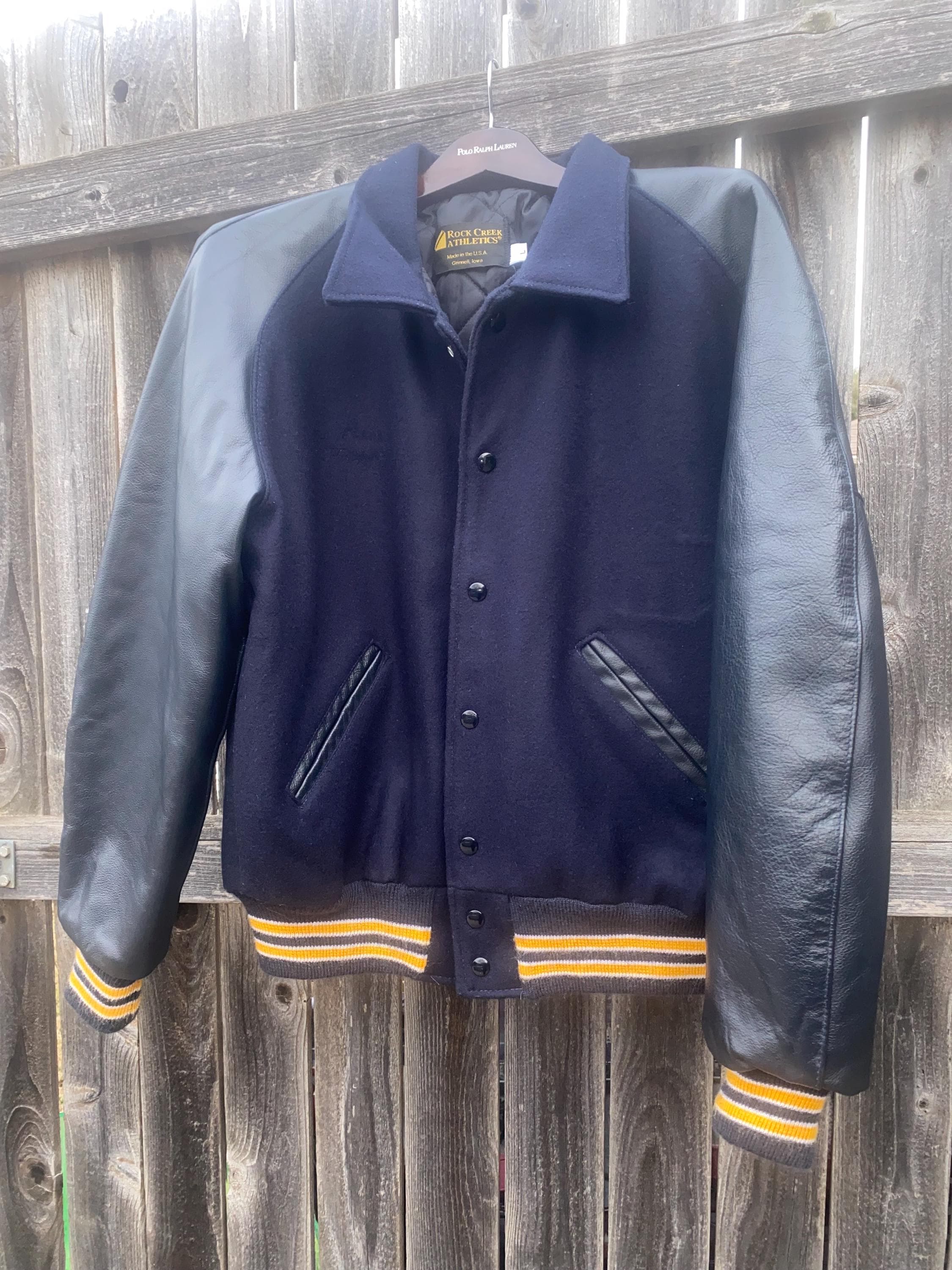 Vintage Varsity Jacket Leather Wool Large - Etsy