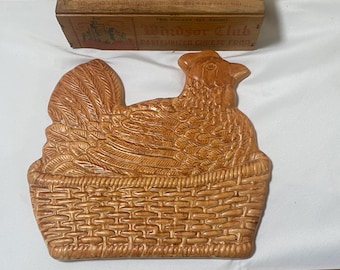 MCM Kitchen Decor Vintage Mancer Italy Chicken Basket Wall Hanging Vintage Handpainted Mid Century Modern Retro Country Cottage core grandma