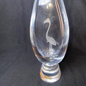 Signed Kosta Boda Etched Glass Sculpture Heron Bird Figurine Swedish Art Glass Paperweight  Vintage Wildlife Decor Scandinavian Crystal