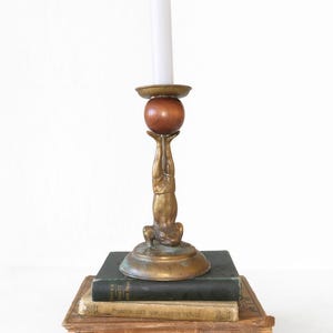 Vintage Brass Frog Candlestick Holder, Figural Frog Candle Holder, Rustic Patina Brass, Cottagecore Decor, Whimsical Animal Decor