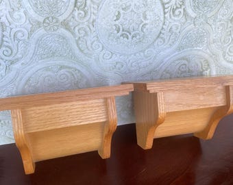 Vintage wood Wall Shelves Pair Small Wooden Display Sconces Gallery Wall, Cottagecore Grandmacore Rustic Farmhouse Decor Nancy Meyers luxury