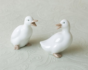 Vintage Nao Lladro Porcelain Geese Goose Duck Figurines • Spanish Cottagecore cottage Decor