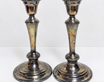 Vintage Gorham Silverplate YC3032 Candlesticks Pair | Tall Taper Candle Holders | Adjustable Height | Traditional Table Decor