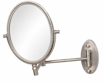 Vintage Swing Arm Bathroom Vanity Mirror Wall Mount Oval Tilting Mirror Bronze / Brushed Silver Finish Adjustable Makeup Shaving Mirror