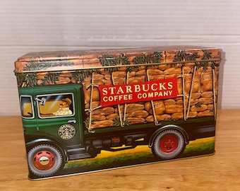 Vintage Starbucks Company Collectible Tin Coffee Truck Coffee Box Silver Crane England Memorabilia Storage Container with lid