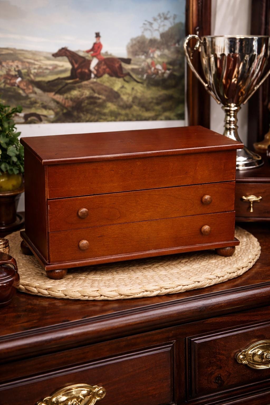 line and dot brown dress Antique 1890's Solid Oak Wood Dark Dresser Console on Casters – Hickory  Cove Furniture main image 0