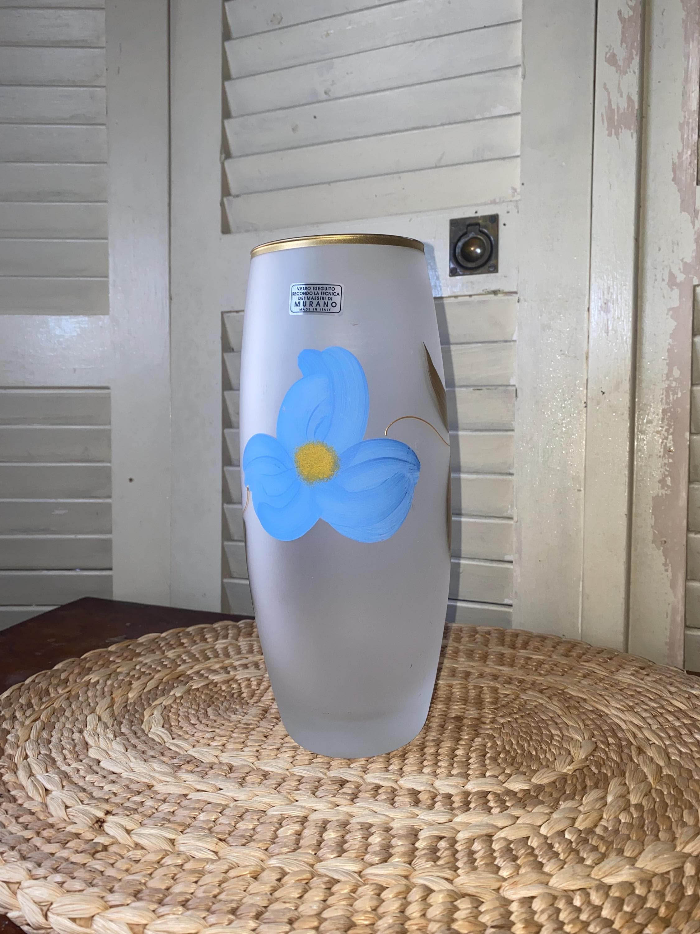 Murano Glass Vase Blue and Gold - Etsy