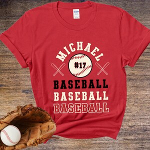 Baseball Shirt, Custom Baseball T-Shirt, Personalized Baseball Tee, Player Name & Number, Baseball Gift, Mom, Dad, Coach, Game Day Shirt