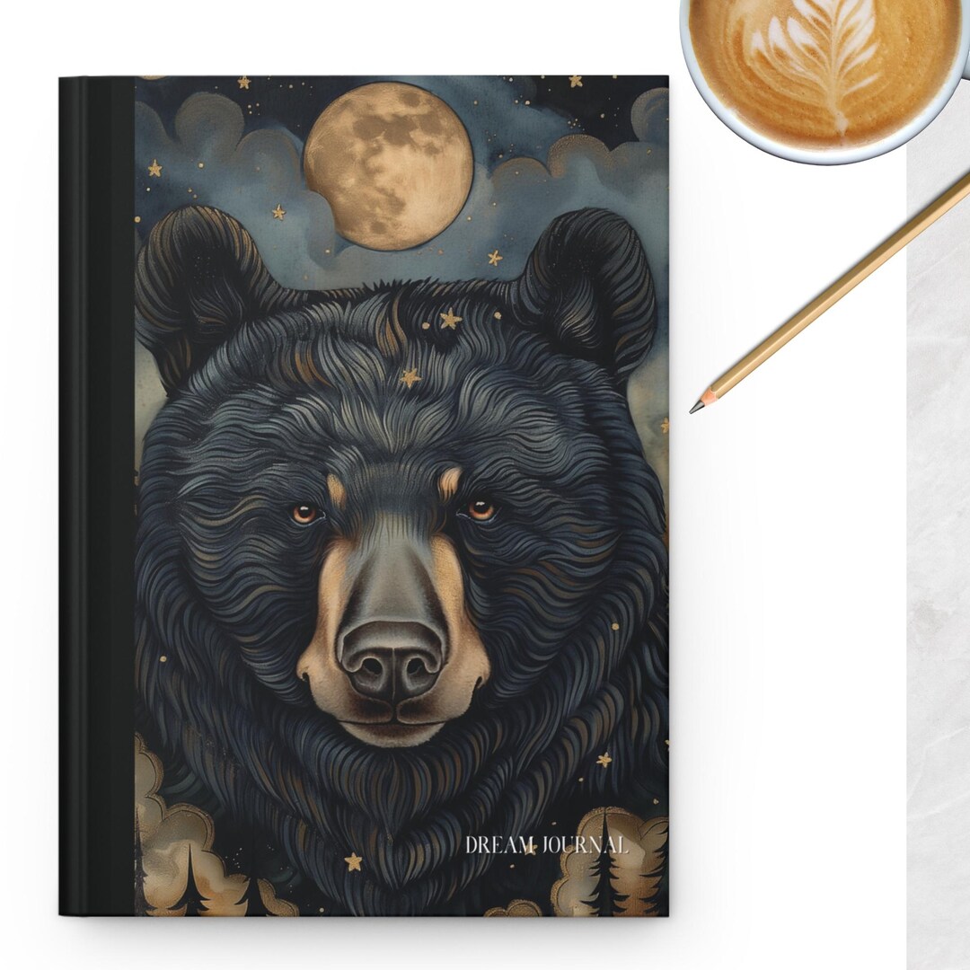 Personalized Bear Journal Rustic Moonlit Design Lined Pages Custom ...
