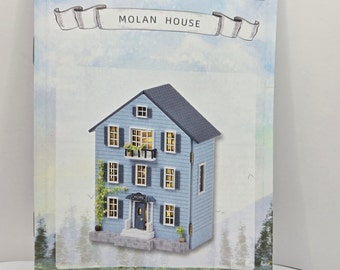 DIY Miniature Diorama, Kit, Charming 3 Story Molan House, Collectable, Hobby, Furnished, Display Box, Diorama, Shelf, Office, Gift