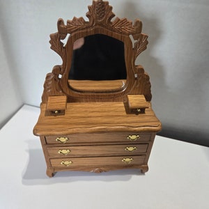 Miniature Victorian Mirrored Bureau, Vanity, Dresser, Town Square, 1:12 Scale, Bedroom, Dollhouse, RoomBox, Diorama, Furniture, Vignette