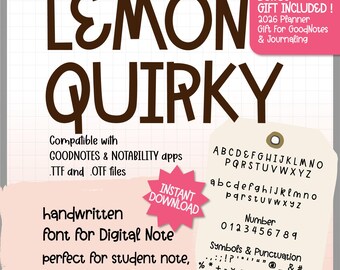 Handwriting Font for GoodNotes, Journaling and Digital Planner (TTF/OTF + 2026 Planner Bonus)