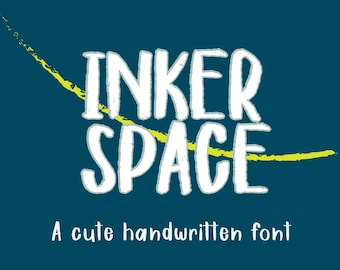 InkerSpace Font - a hand written typeface, Inker Brush Font, Cute Handwritten, cute handwriting, Digital Note Fonts, Goodnotes Font