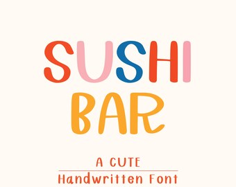SushiBar Font - Cute Handwritten, Clean Font, cute handwriting, Digital Note Fonts, Goodnotes Font, handwriting font, Handwritten Fonts