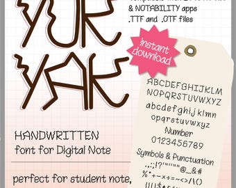 Yuk Yak handgeschriebene Schriftart für Journaling, GoodNotes und Digital Planner TTF OTF