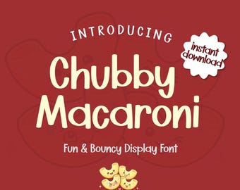 Mollige Makkaroni Hüpfende Schriftart, Verspielte Dicke Schrift für die Digitale Planung und Scrapbooking