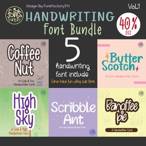 5 Font Bundle Handwritten - Cute Handwritten, Digital Note Fonts, Goodnotes Font, handwriting font, Handwriting Fonts, Font Bundle