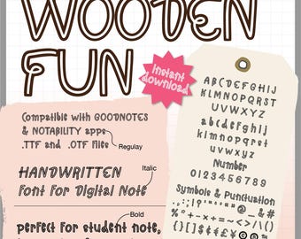 HolzFun Handschriftliche Schriftart - Verspielte Handschrift Schriftart für GoodNotes, Journaling und Bastelprojekte TTF OTF