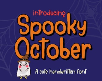 SpookyOctober Font - handwritten typeface, Cute Handwritten, cute handwriting, Digital Note Fonts, Goodnotes Font, handwriting font, Spooky