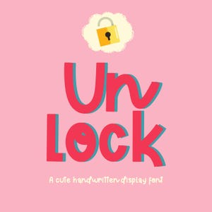 Unlock Font - Cute Display Handwritten, Clean Font, cute handwriting, Digital Note Fonts, Goodnotes Font, handwriting font, Neat Handwriting